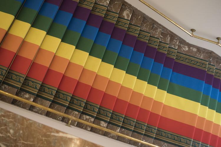 IDAHOT: Meterslang regenboogtapijt verbindt de Belgische Kamer en Senaat