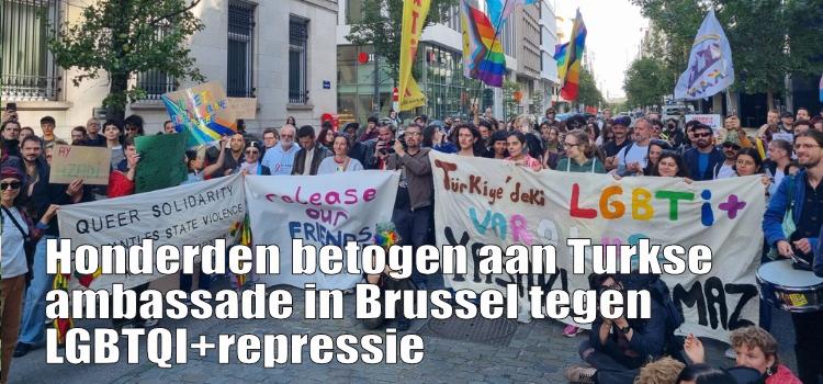 Honderden betogen aan Turkse ambassade in Brussel tegen LGBTQI+repressie